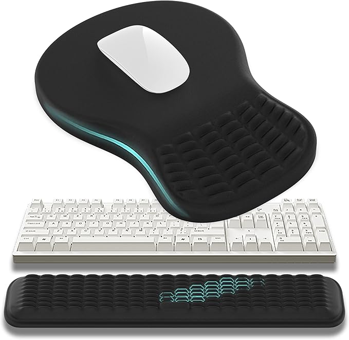 MEKASS Ergonomic Mouse Pad and Keyboard Wrist Rest Set, Super Soft Memory Foam Desk Wrist Support for Computer Keyboard, N...