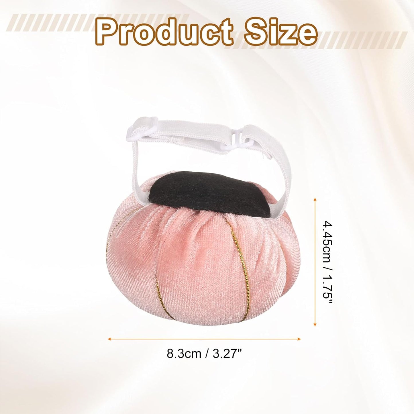 HARFINGTON Wrist Pin Cushion Wristband Sewing Pincushion Polyester Pin Holder Wearable Pumpkin Shaped Needles Wristband for Sewing Quilting Needlework DIY Crafts, Pink