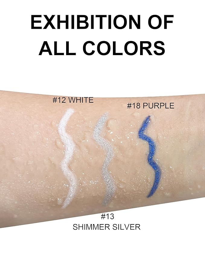 4PCS White Eyeliner, Waterproof Smudge Proof Long-lasting,High-Pigmented Colorful Eye Liner, Retractable