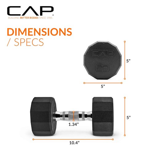 CAP Barbell 50 lbs Coated 12 - Sided Dumbbell Set, 5LBx2, 20lbx2