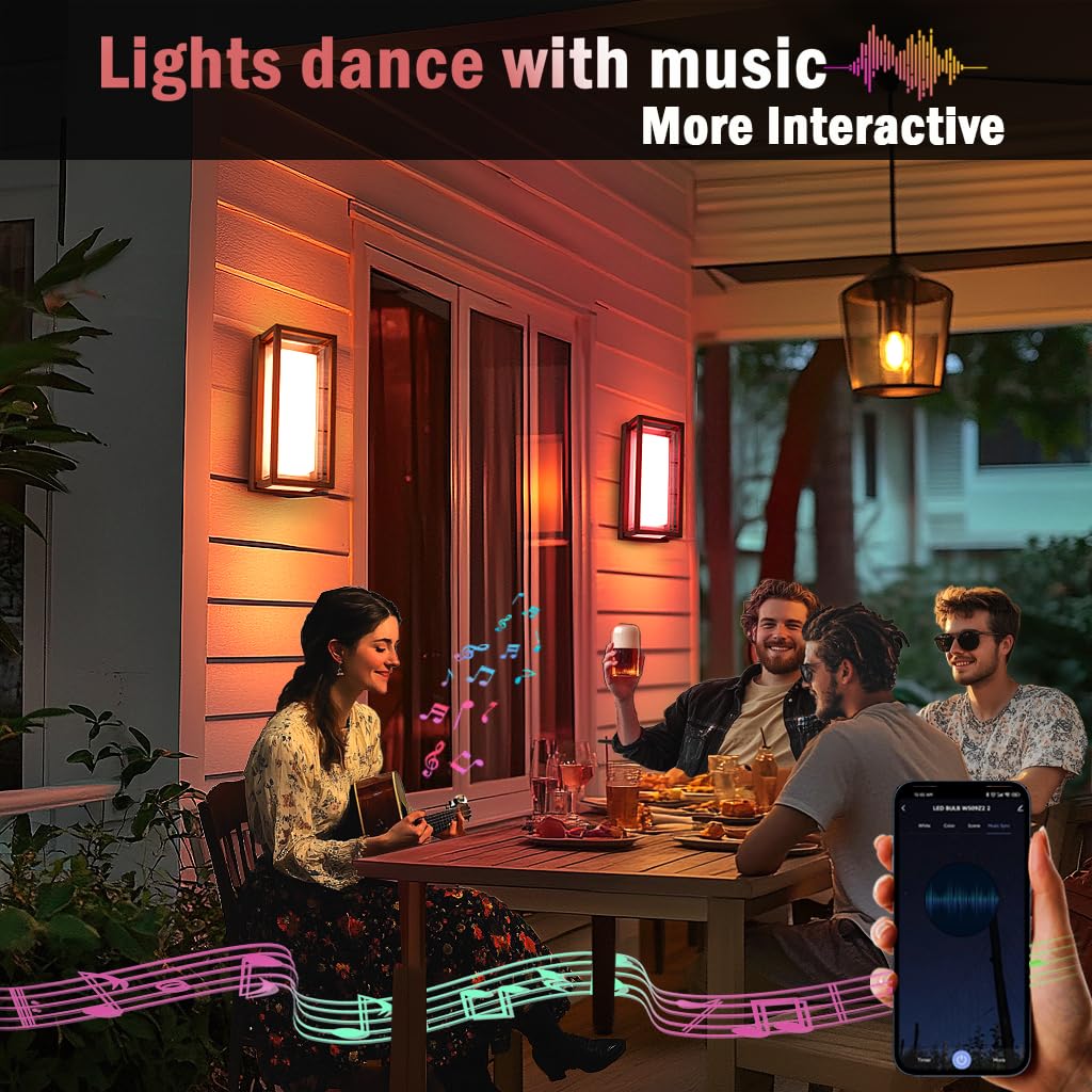 iYogaled LED Outdoor Wall Light Color Changing, 14 Inch Modern RGBCW Wall Sconce, 22W 1800LM Exterior Light Fixture, Smart Porch Lights Tuya App Control, ETL Certified