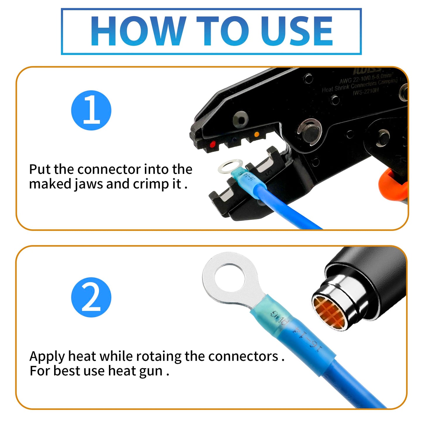 90Pcs Heat Shrink Wire Connectors Electrical Kit - Oiojuct Marine Automotive Wiring Crimp Terminals Assortment, Waterproof Ring Electrical Butt Connector