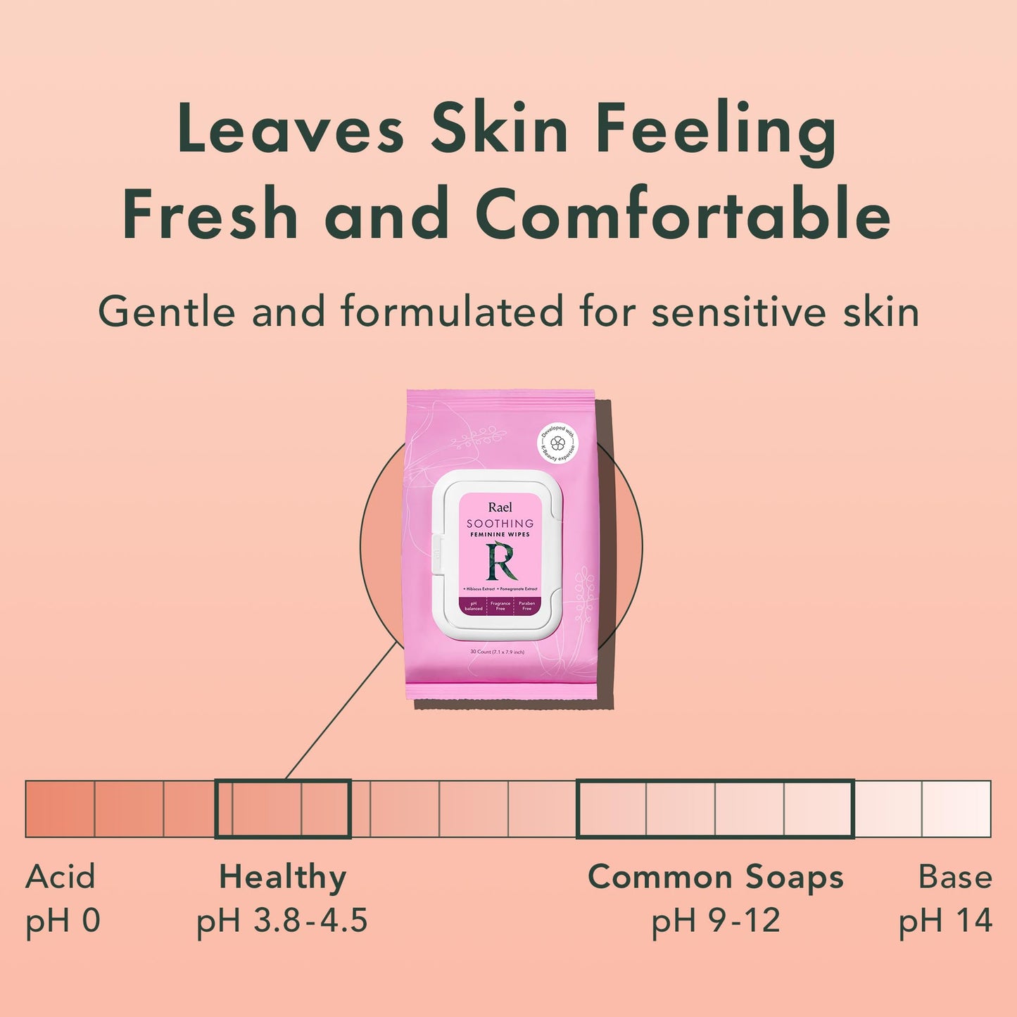 Rael Feminine Wipes, Soothing Wipes for Women - pH Balance, Clean Ingredients (30 Count, Pack of 3)