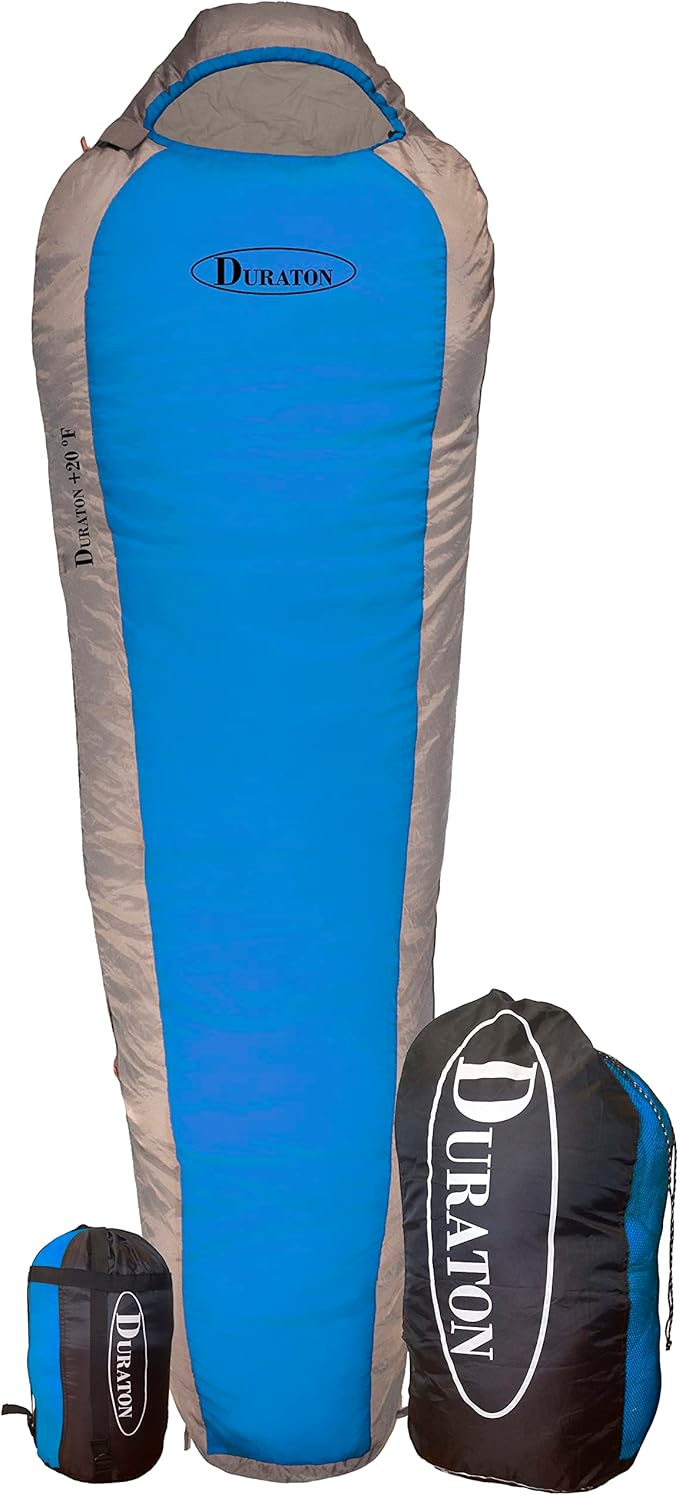Duraton Mummy Sleeping Bag 20 Degree Weather, Lightweight with Compression Sack for Camping or Backpacking, Warm for Both ...