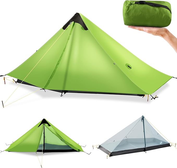 Ultralight Tent 3-Season Backpacking Tent 1 Person/2 Person Camping Tent, Outdoor Lightweight LanShan Camping Tent Shelte...
