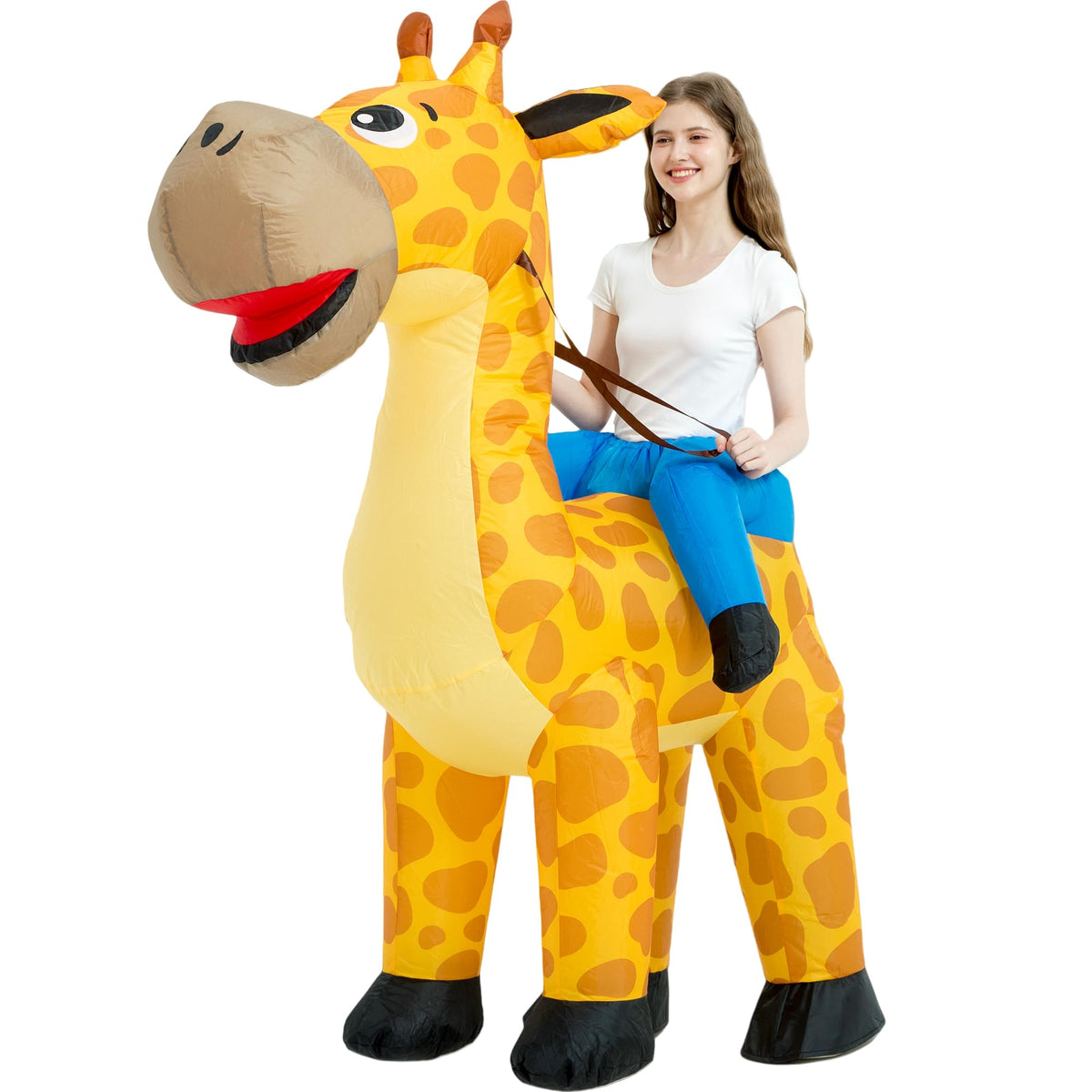 One Casa Inflatable Costume Adult,Blow Up Costumes,Ride On Giraffe Costume,Halloween Costumes for Men Women (72INCH)