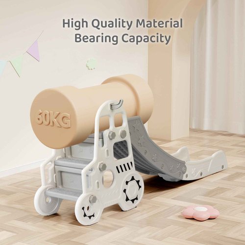 DUKE BABY 3-in-1 Car Shape Kids Slide: A Fantastic Toddler Toy with Basketball Hoop, and Slide. for Ages 3+ with Spacious Buffer Area. -White.