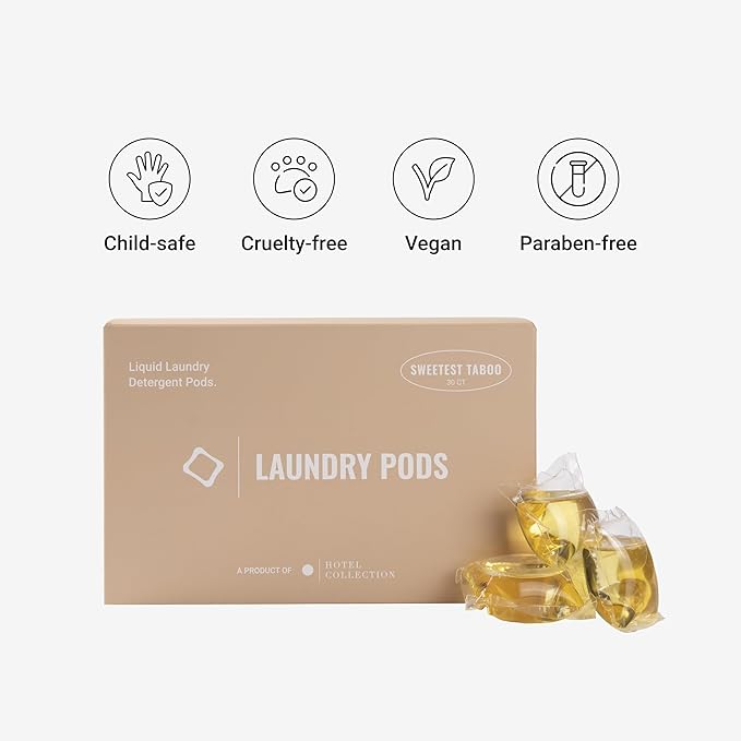 Hotel Collection Laundry Pods – Sweetest Taboo Scent, 30 Count – White Woods, Pomegranate, and Peony – Luxury Laundry Detergent Pods