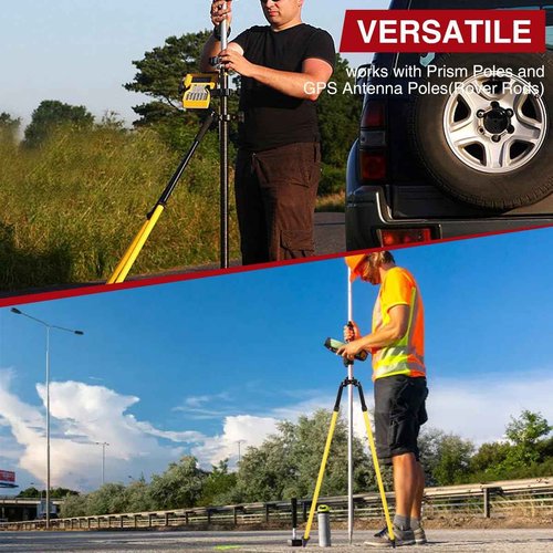 Aluminum Bipod for Surveying Poles | Adjustable Telescoping Legs with Thumb Release | Universal 1"-1.5" Pole Compatibility(Yellow)
