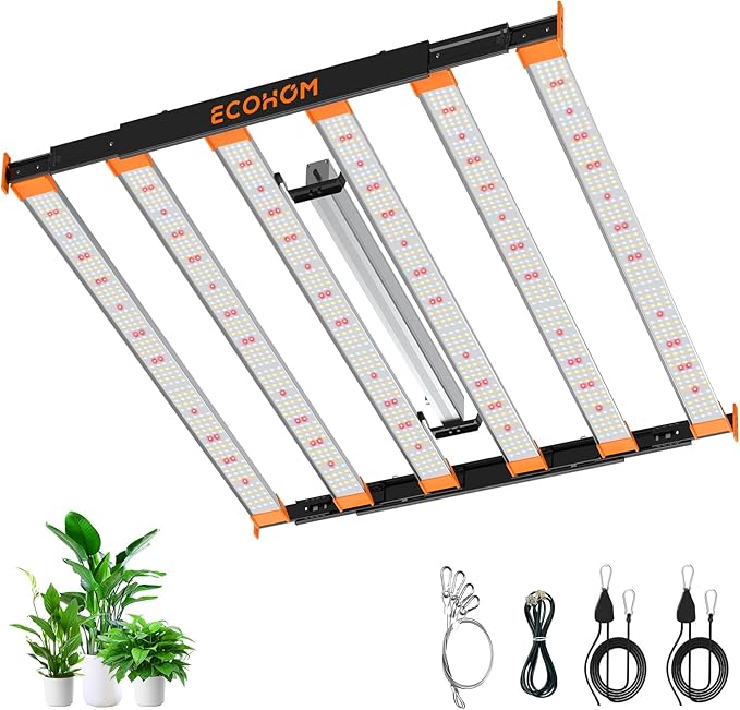 800W LED Grow Light, 5x5ft Coverage Full Spectrum Daisy Chain Growing Light, Dimmable & Retractable Bar Style Grow Lamp for Indoor Plants Greenhouse Vegetable Flower