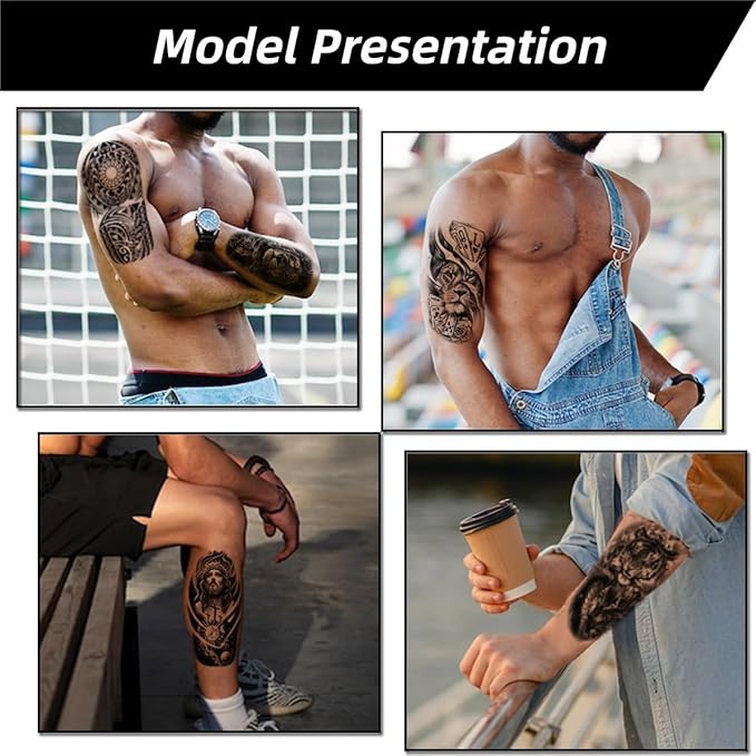 Fashion Temporary Tattoo Stickers Waterproof Realistic Fake Body Art Transfer for Women Men Kids (10 Sheets)