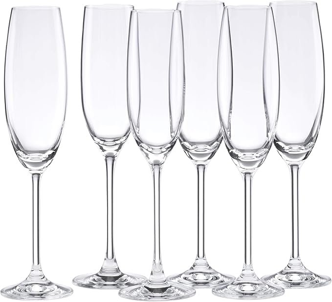 Lenox Champagne Flutes, Tuscany Classics 8 Oz Champagne Glasses Set of 6, 1.5 x 10-inch, Clear European Glass, Stemware, D...