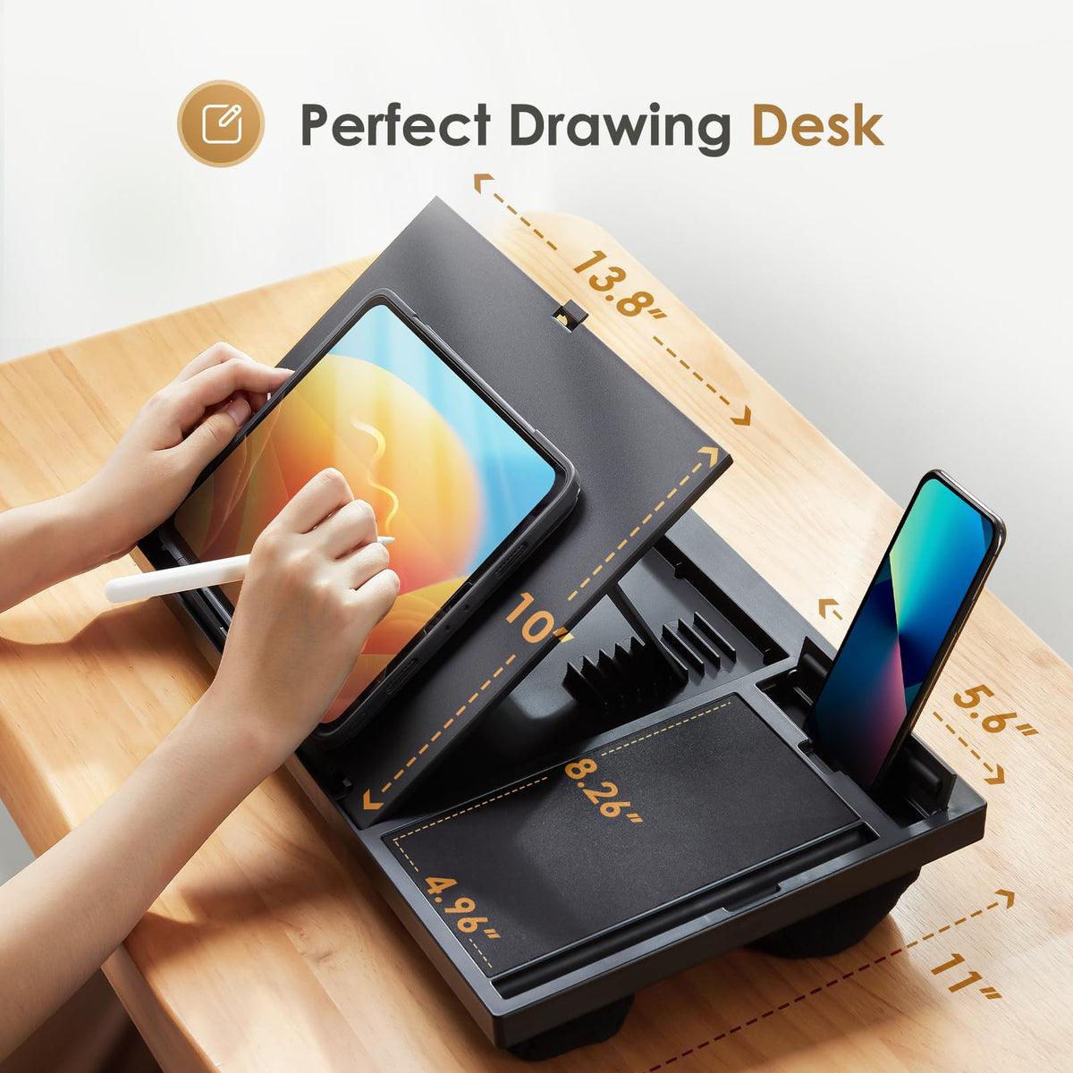 LORYERGO Adjustable Laptop Desk with Cushion, Mouse Pad & Cellphone Slot - Laptop Stand for Bed & Couch, Lap Desk for Home & Office (Black)