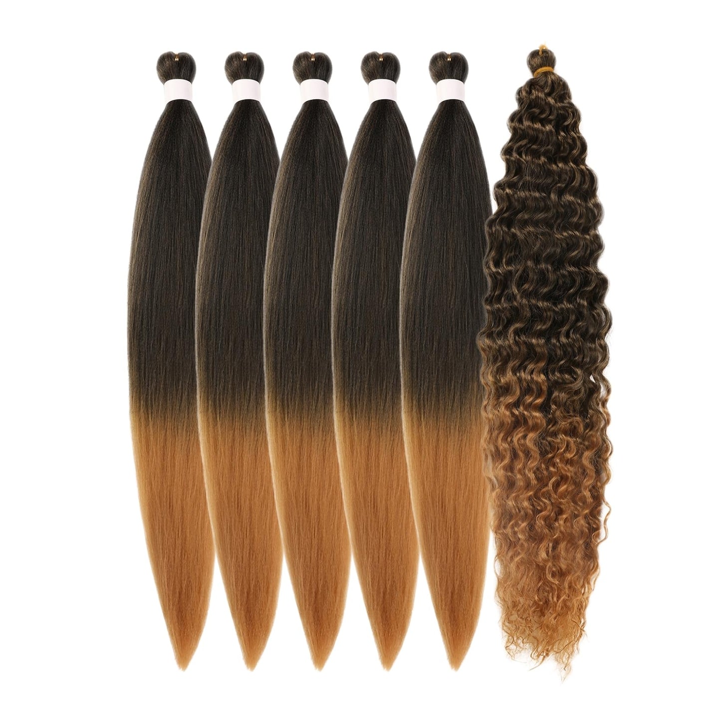 Synthetic Boho Braiding Hair Black to Honey Blonde Boho Braids Hair for Braiding Deep Wave 1b/27# Boho Braids for Women