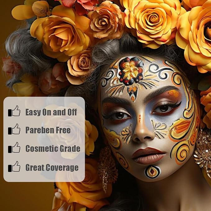 Bowitzki 30g Professional Face Paint Body Paint Water Based Face painting Makeup Safe for Kids and Adults Split Cake Single Color (Yellow)