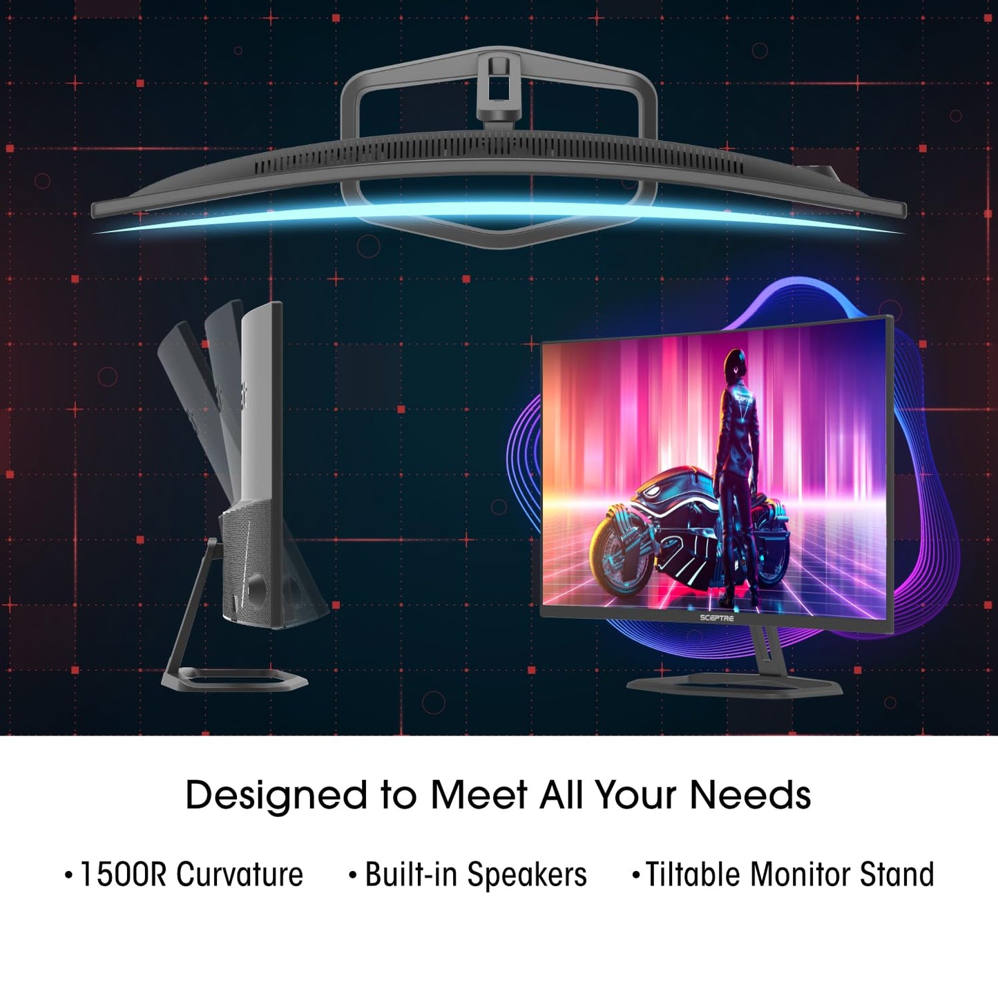 Sceptre Curved 32-Inch Prime Gaming Monitor 1080p 240+Hz, 1ms, 110% sRGB AMD FreeSync Premium Built-in Speakers HDMI DisplayPort Machine Black 2026 (C325B-FWD240.A1 Series)