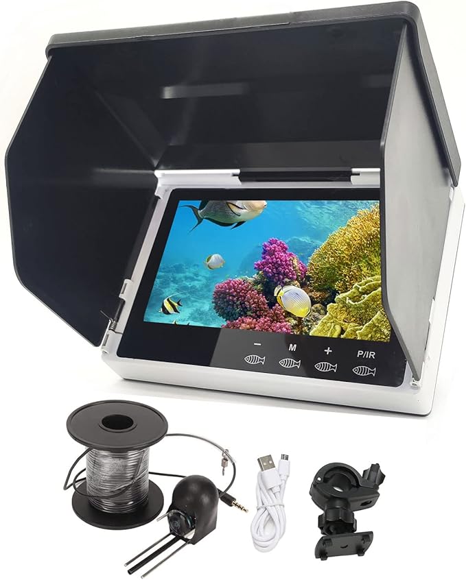 5" Underwater Fishing Camera,Portable LCD Monitor HD Fish Finder, IP67 Waterproof Camera 800 * 480 with Sun Visor,2000cd B...