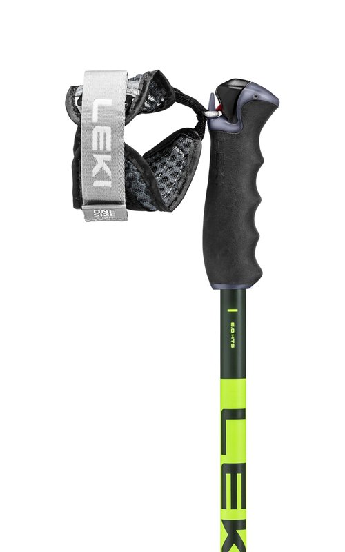 LEKI Detect S Lightweight Aluminum Ski Poles for Alpine Skiing - Olivgreen-Darkolive-Neonyellow - 135 cm