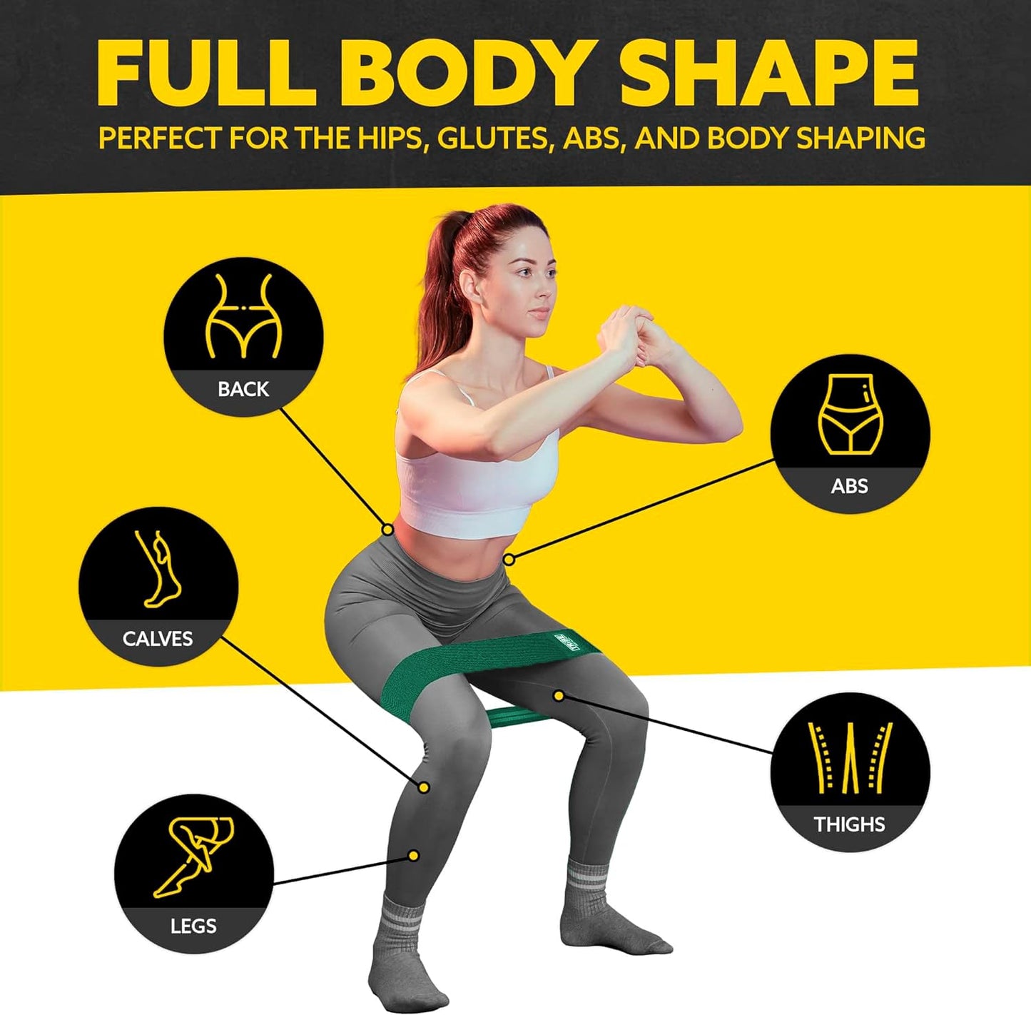 Tribe Lifting Fabric Resistance Bands for Exercise - Hip Bands for Working Out Legs, Glutes, Knees and Thighs for Men and Women - Cloth Circle Booty Bands for Physical Therapy (Green)