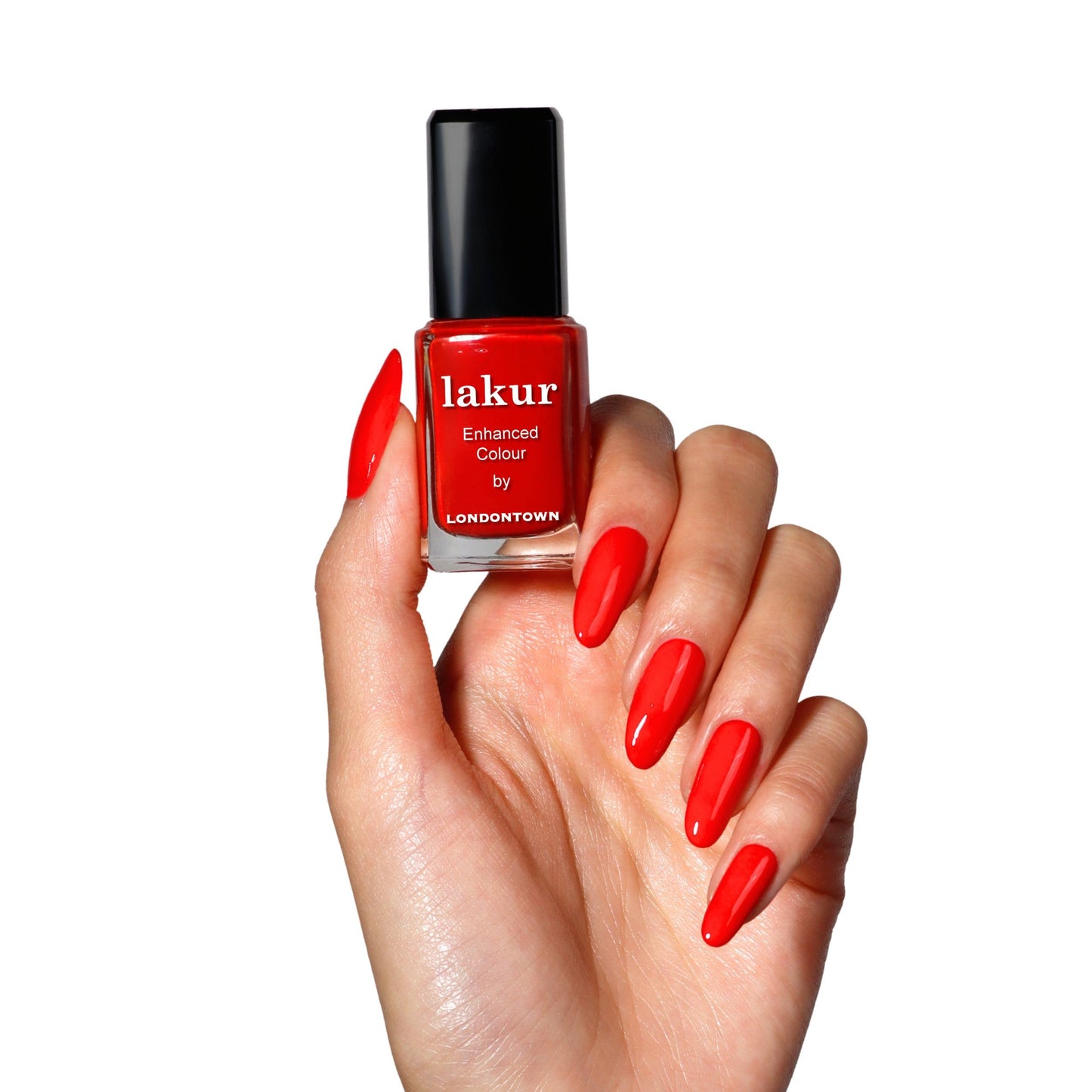 LONDONTOWN lakur Nail Polish - Chip-Resistant, Non-Toxic, Conditions & Hydrates Nails | Glossy Bright Red, Maraschino Cherry, .4