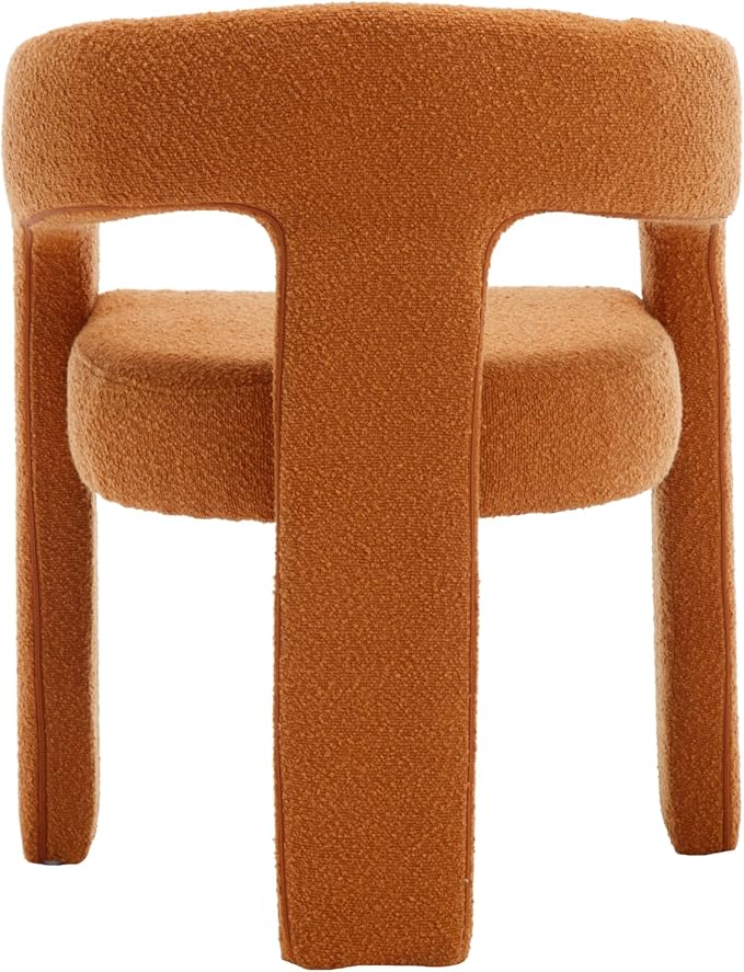 DAYALANE Modern Barrel Dining Chairs Set of 4, Upholstered Dining Room & Kitchen Chair with Curved Back, Comfy Accent Side Reading Armchair for Living Room Bedroom Kitchen Home Office, Orange Fur