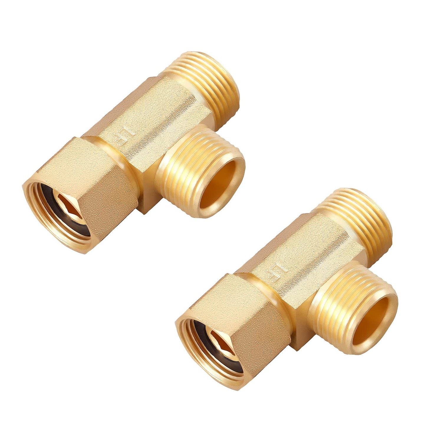 Litorange Lead-Free Brass 3/8 Inch Angle Stop Add-A-Tee Compression Tee Valve, 3/8" Inlet by 3/8" Outlet by 3/8 Inch Outlet, 2-Pack
