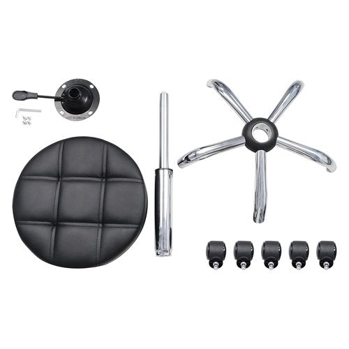 OFFICE FACTOR OfficeFactor Rolling Stool Swivel Chair Pu Leather Height Adjustable Doctor Stool Salon Spa Stools Non Scratch Wheels (Black)