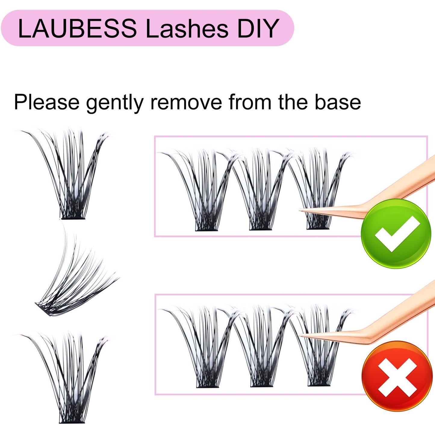 Eyelash Clusters LAUBESS Lash Clusters Individual Lashes Cluster Eyelash Extensions DIY at Home Waterproof Cluster Lashes (40D-D