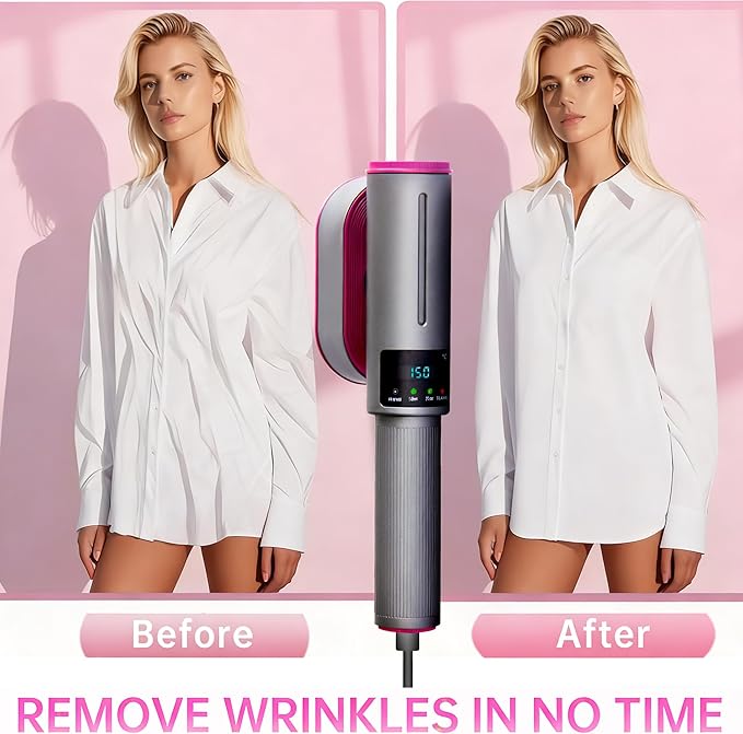 2-in-1 Steamer & Iron for Clothes, 1200W Portable Handheld Garment Steamer, 15s Fast Heat-Up, Quick Wrinkle Removal, Dry & Steam Ironing, for Home & Travel (110V) (Silver&Purple)