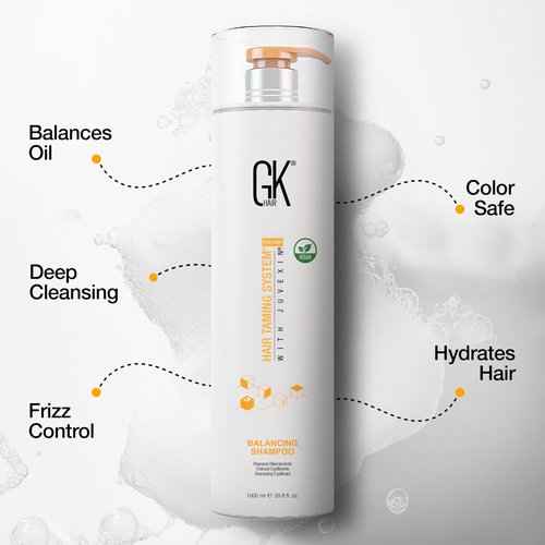 GK HAIR Global Keratin GKhair Balancing Shampoo - (1000ml/33.8oz) Global Keratin Leave in Conditioner Cream For Detangling Smoothing Strengthening 130ml