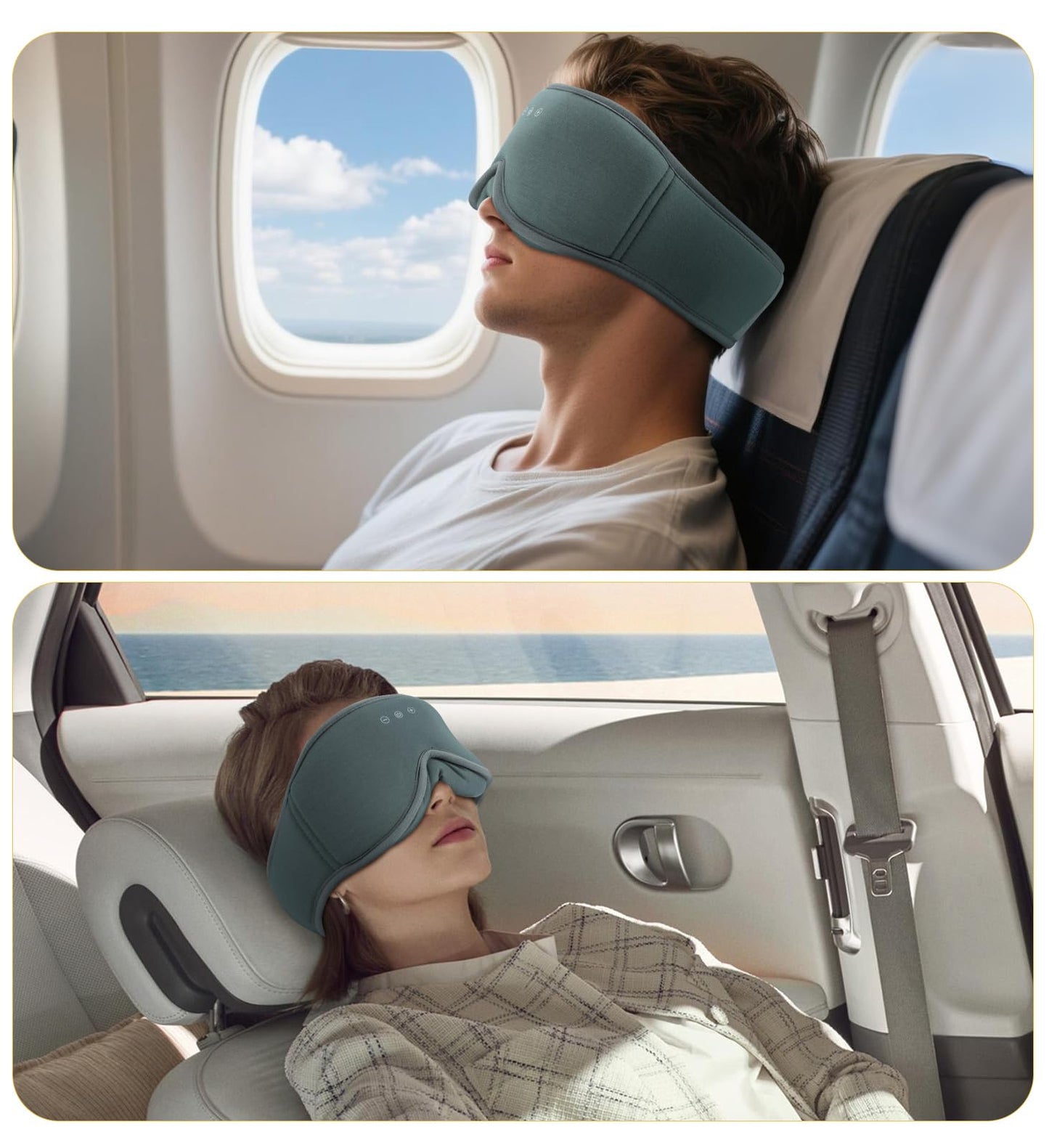 Bamboo Cotton Sleep Mask with Bluetooth Wireless Headphones - Blackout Eye Mask for Sleeping 3D Contoured Sleep Headband Ear Muffs Lengthen & Low Noise Hook for Better Experience (Grey)