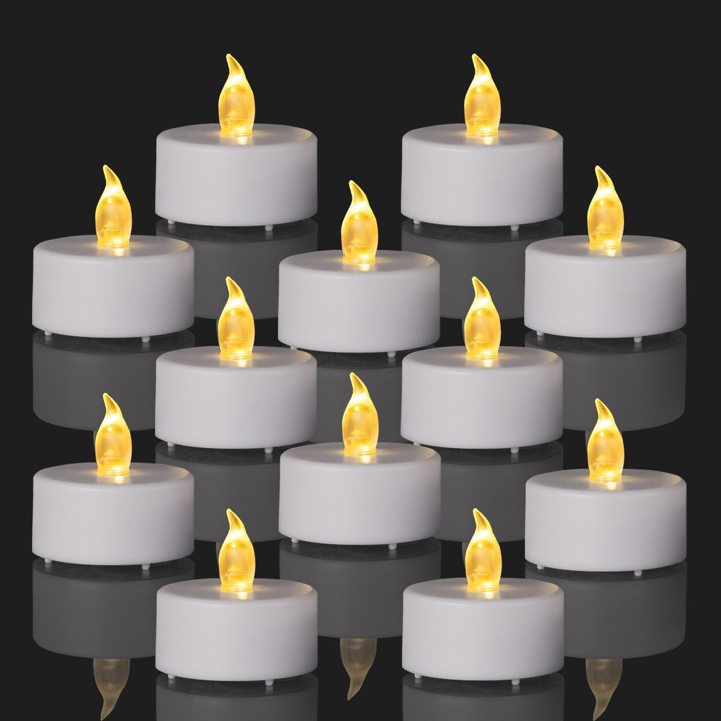 100PCS Flameless LED Tea Lights Candles, Realistic and Bright Flickering Long Lasting 200Hours Battery-Powered, Ideal Party, Wedding, Birthday,Halloween, Christmas ,Home, Table Decoration WarmYellow.