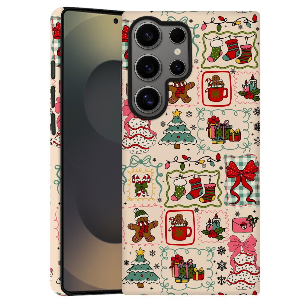 Case for Samsung Galaxy S25 Ultra,Christmas Tree Gingerbread Man Phone Case Military-Grade Drop Protection Cover for Women Girl