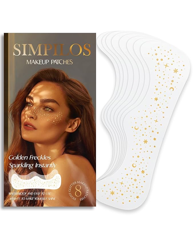 Simpilos Makeup Pathes, Body Face Glitter for Kids Women Girls, Gold Snowflake Glitter Makeup for Face, Singer Concerts Fe...
