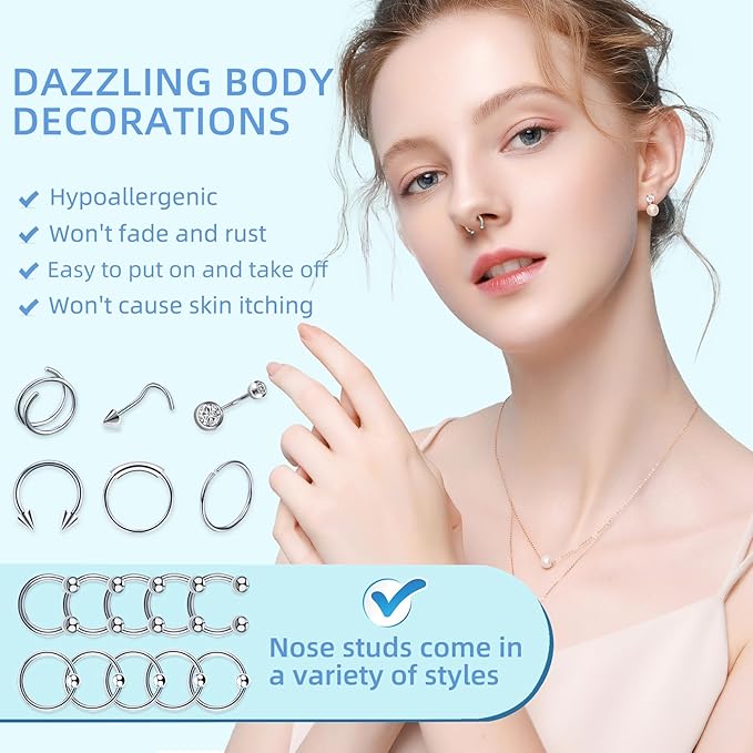 153Pcs Piercing Kit: 12G, 14G, 16G, 20G Needles & 316L Stainless Steel Jewelry for Nose, Belly, Lip, Ear & More