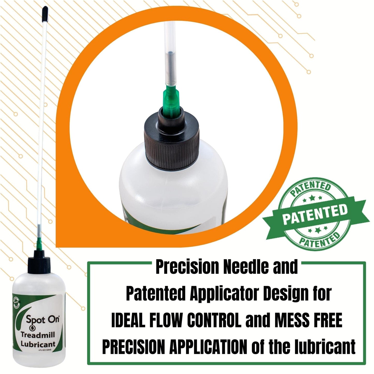 Premium Treadmill Belt Lubricant - Made in The USA - Patented 8 Inch Application Tube and Precision Twist Cap - 100% Pure Silicone - Spot On