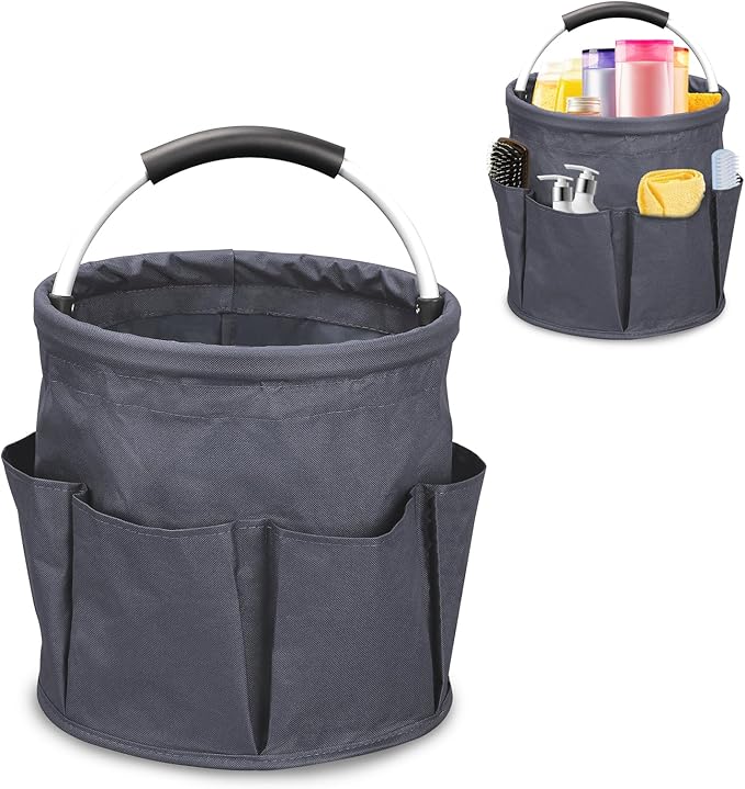 Cleaning Caddy for Cleaning Supplies, 17L Cleaning Supply Caddy with Handle Foldable Cleaning Supplies Organizer Bucket Tool Bag Organizer Cleaning Products Organizers for Home, Garden (Dark Gray)