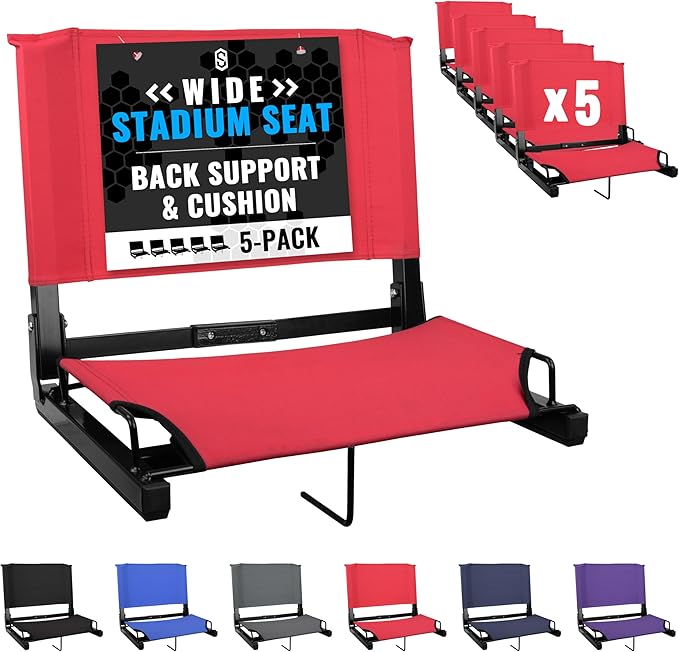 Sports Unlimited - Bleacher Chairs with Back and Cushion - Stadium Seats with Back Support Wide and Regular, Stadium Chair
