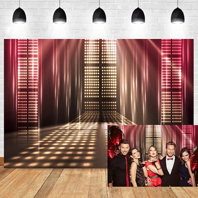 OERJU 7x5ft Shining Neon Lights Show Backdrop Stage Dis-co Party Photography Background Entertainment Venues KTV Ballroom ...