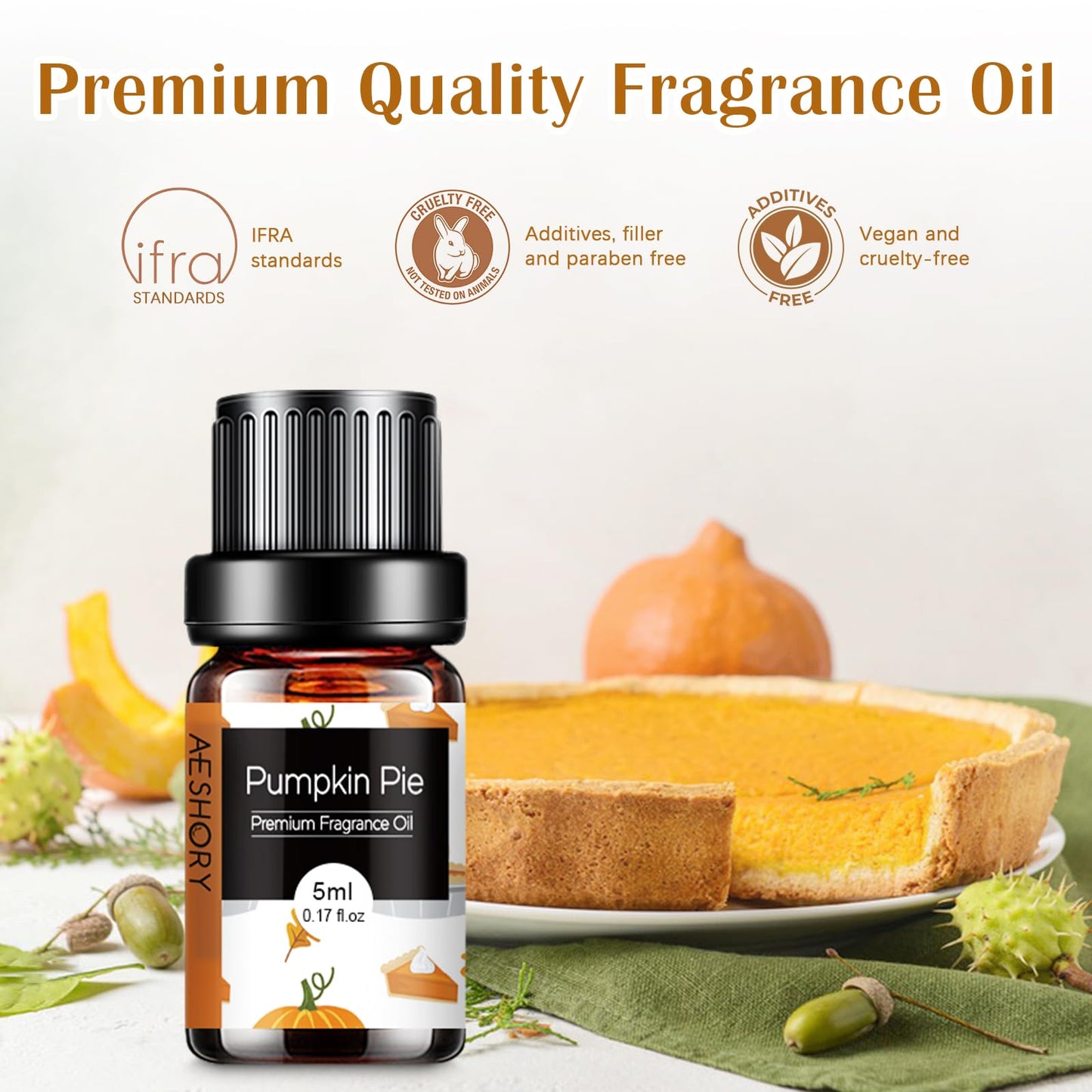 Bakery Essential Oils Set - Fragrance Oil for Diffusers, Candle Making - Pumpkin Pie, Coffee Cake, Oatmeal Cookie, Gingerbread, Cinnamon Apple Aromatherapy Scented Oils (5ml)