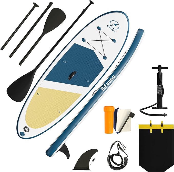 Bifanuo Inflatable Stand Up Paddle Board with SUP Accessories & Backpack. Paddle Boards for Adults. Non-Slip Deck, Wide St...