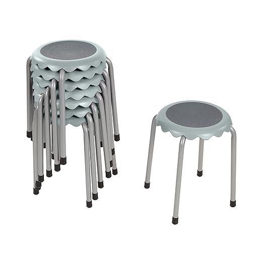 ECR4Kids Daisy Stackable Stool Set, Flexible Seating, Light Grey, 8-Piece