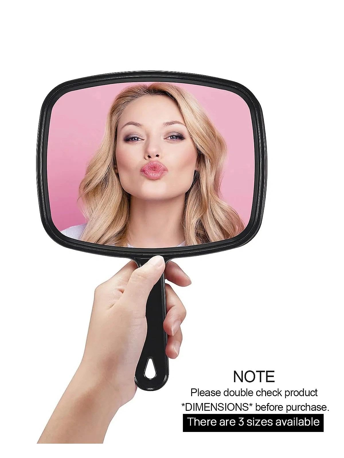 PROTECLE Hand Mirror, 10.3 L x 7.4 W Salon Barber Hairdressing Handheld Mirror with Handle, Square Black