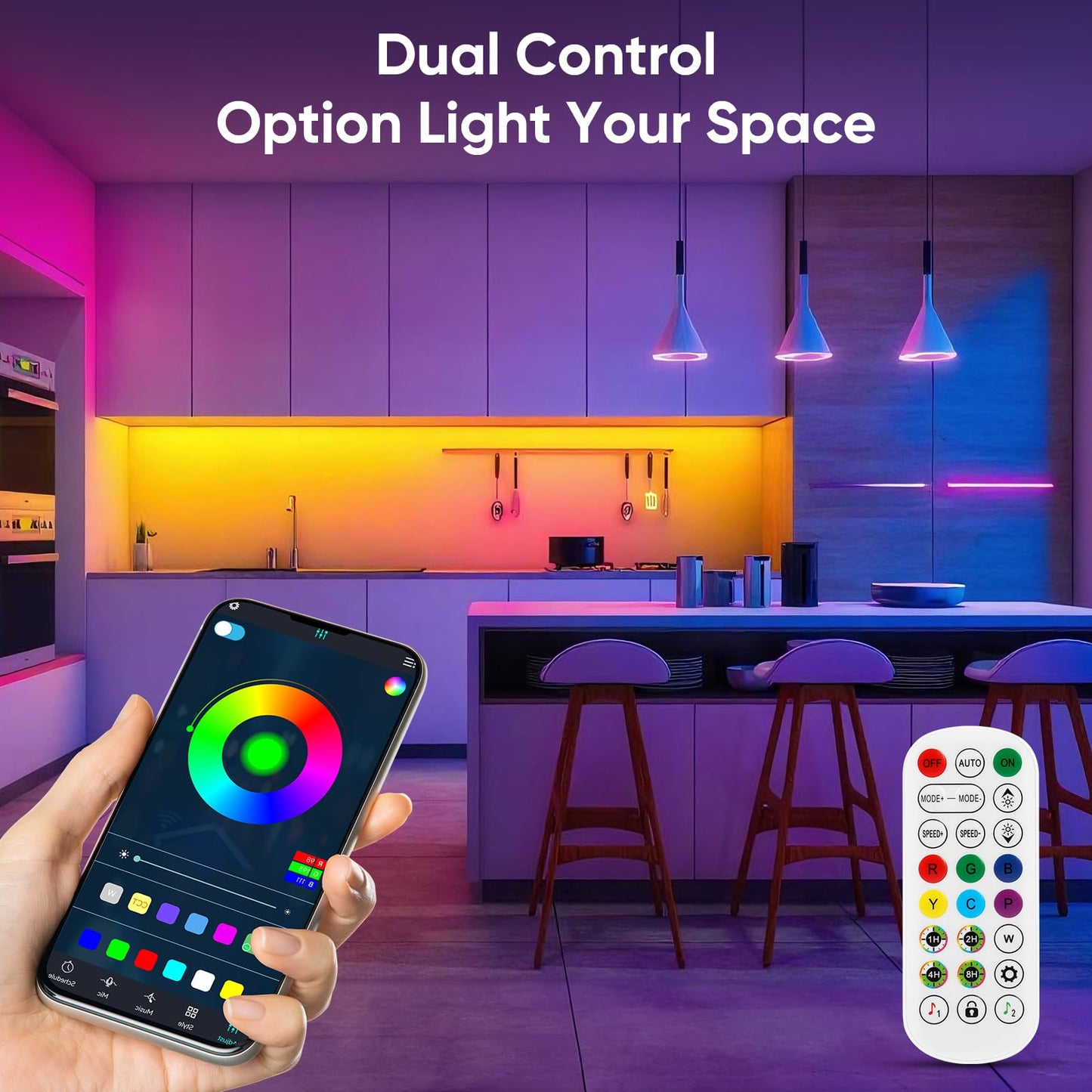 ERBTY IC Smart RGB LED Strip Lights, 166FT LED Lights for Bedroom, App Control/Remote Control, Music Sync, DIY Design, Rainbow Chasing Effects, Strip Lights for Home, Party Decor
