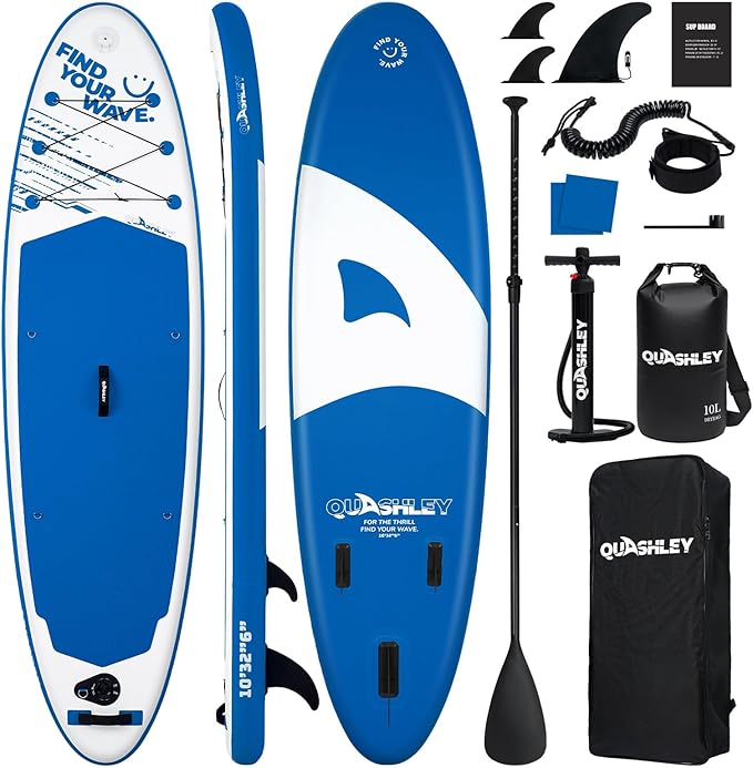 Quashley Inflatable Stand Up Paddle Board,Inflatable Paddleboards 32/34 Inch Wide,All Around SUP for Beginners with Lightw...