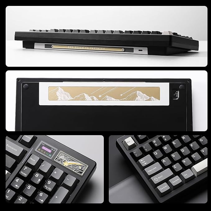 YUNZII IF99 Wireless Mechanical Gaming Keyboard with Smart LCD Display, QMK/VIA Programmable BT/2.4G/USB-C Gasket Mounted Hot Swap RGB 96% Layout for Mac/Win (Black, Gateron Zero Switch)
