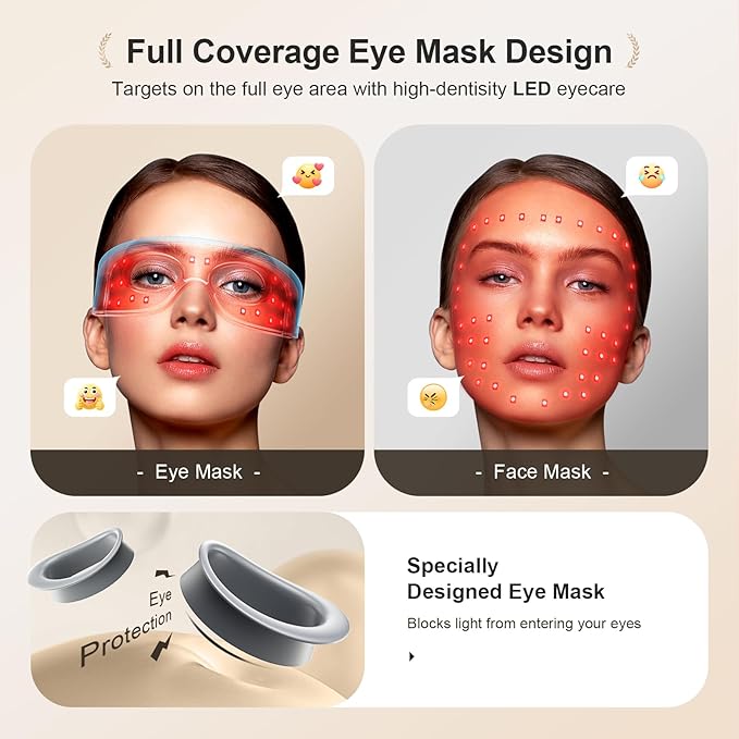 Red Light Therapy for Eyes, 3 Modes Under-Eye Red Light Eye Mask, Eye Massager for Fine Lines Eye Bags and Dark Circles for Men Women(Blue)
