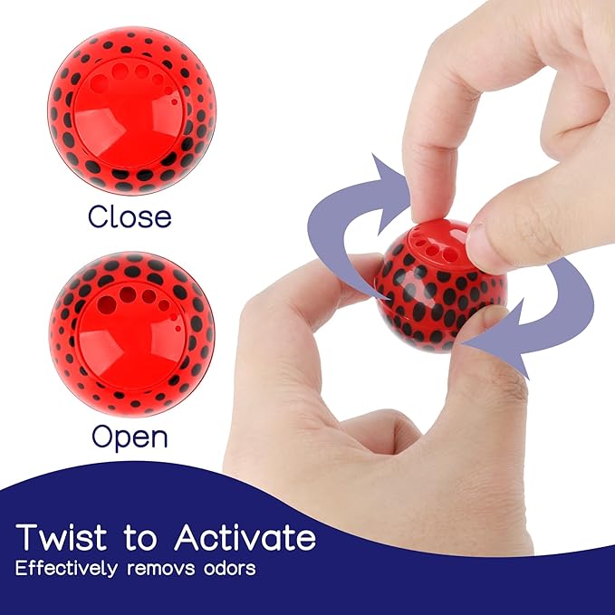 Shoe Deodorizer Balls (6 Pack) – Odor Eaters for Sneaker | Long-Lasting Odor Eliminator Air Freshener for Closet, Locker, Gym Bag, Drawer & Small Spaces | Cologne | Polka Dot