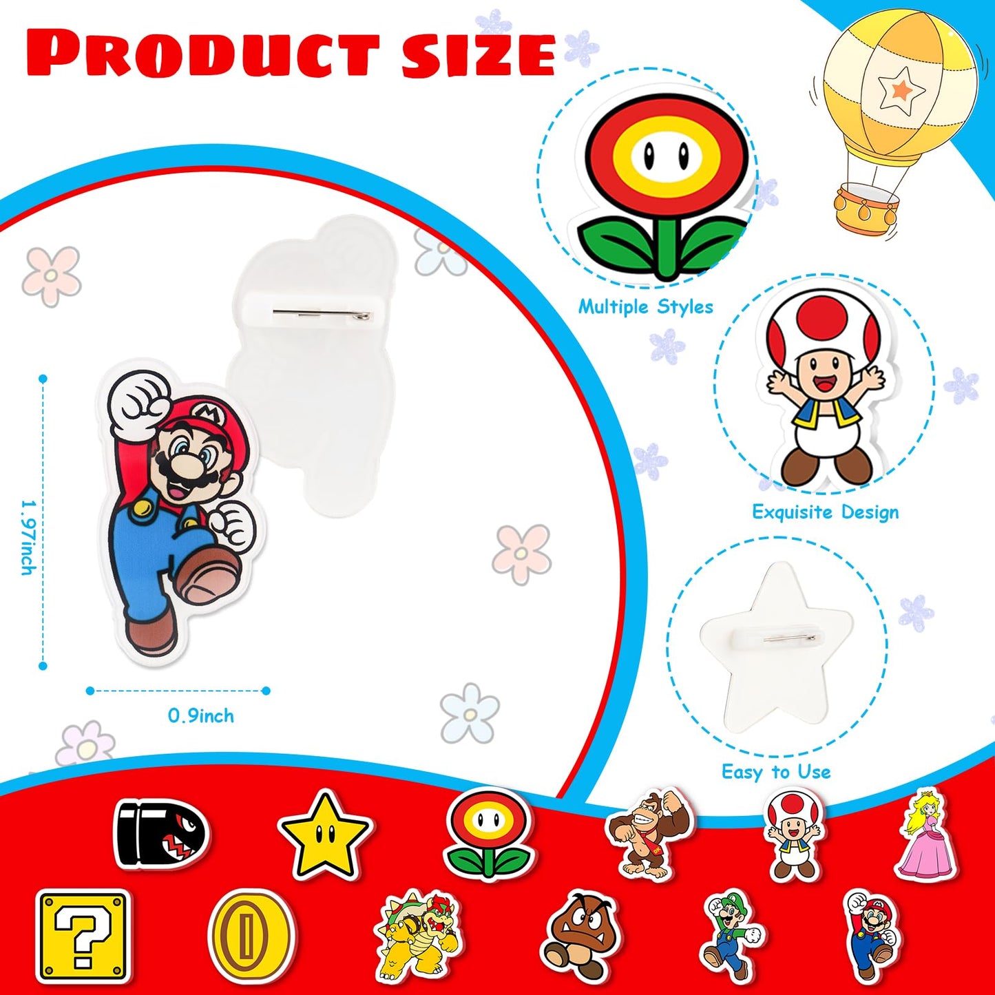Mario Birthday Party Supplies, 86PCS Birthday Gifts Set for Mario Theme Party