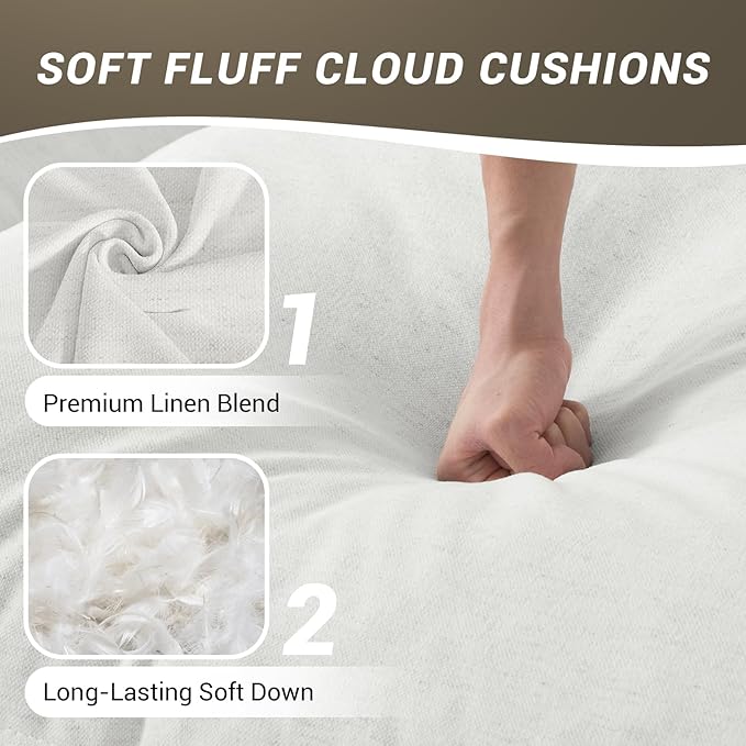 Lopzeho 82” Modular Sectional Sofa, Comfy Down Fill Cloud Couch, Loveseat with Single Seater, Small Couch with Washable Cover, Sectional Couches for Living Room Small Apartments, Cream White